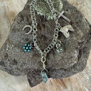Vintage Sterling Charm Bracelet with Turquoise Accents